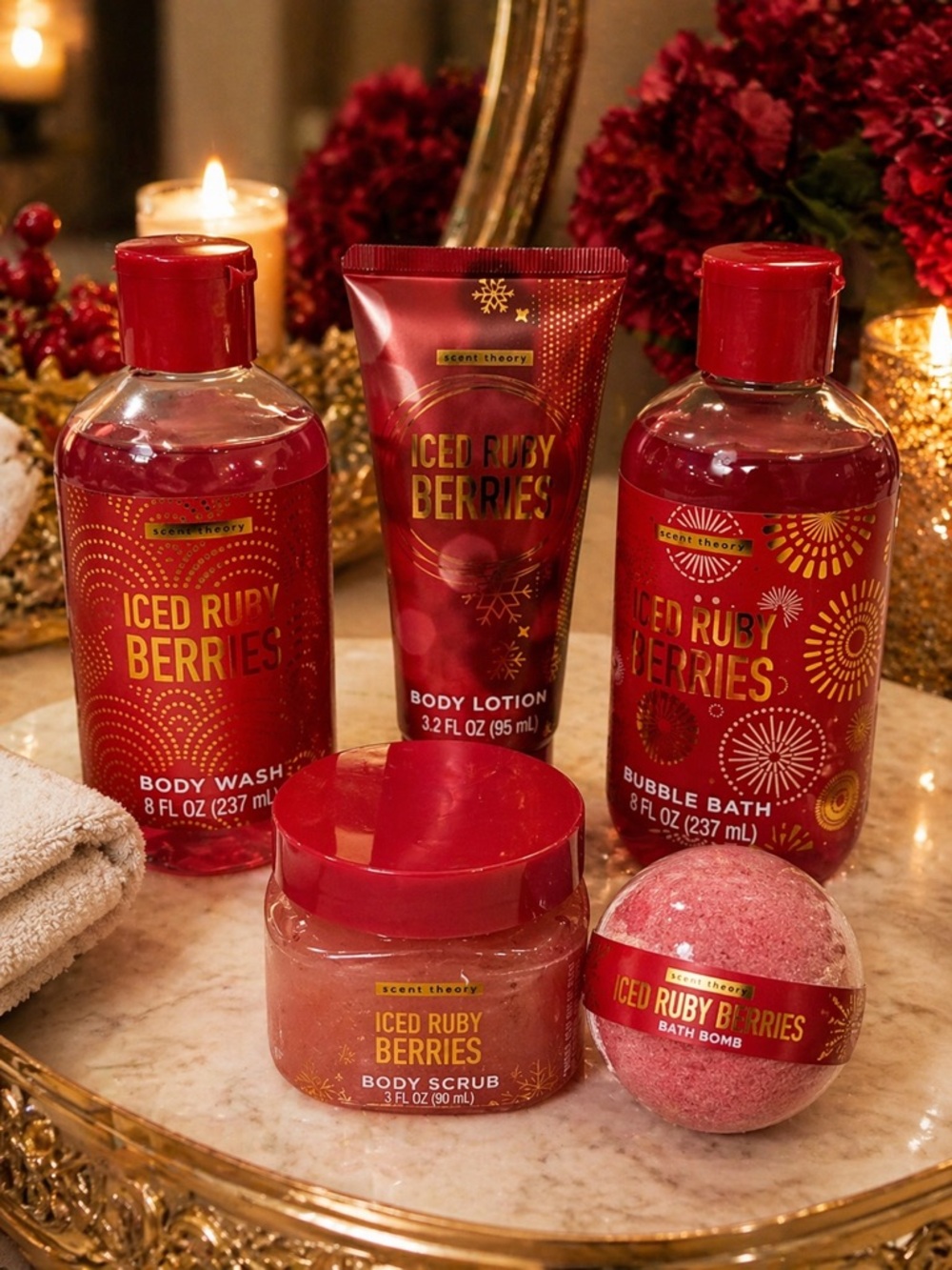 NEW Scent Theory Iced Ruby Berries Bath & Body Set | Gift Bundle Spa Set